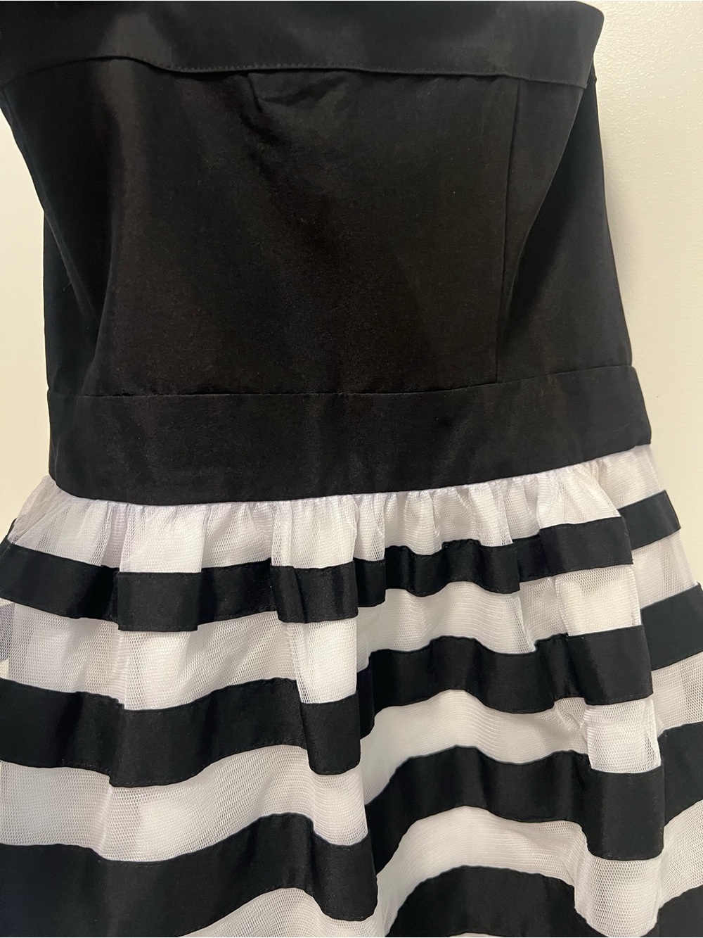 Strapless White House/Black Market Striped Party Dress